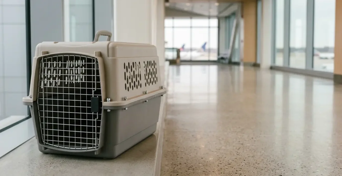 Caisse de transport homologuée IATA pour animal en avion avec grille métallique et système de verrouillage sécurisé
