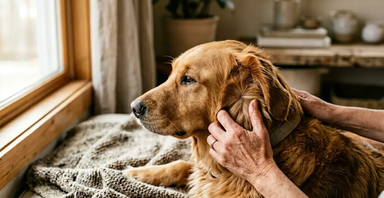 Chien après une balade en forêt, inspection minutieuse de son pelage à la recherche de tiques