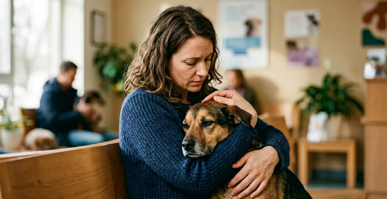 Chien avec symptômes de troubles digestifs nécessitant des soins vétérinaires