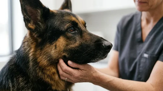 Chien de race examiné pour tests génétiques de prédiction des maladies futures