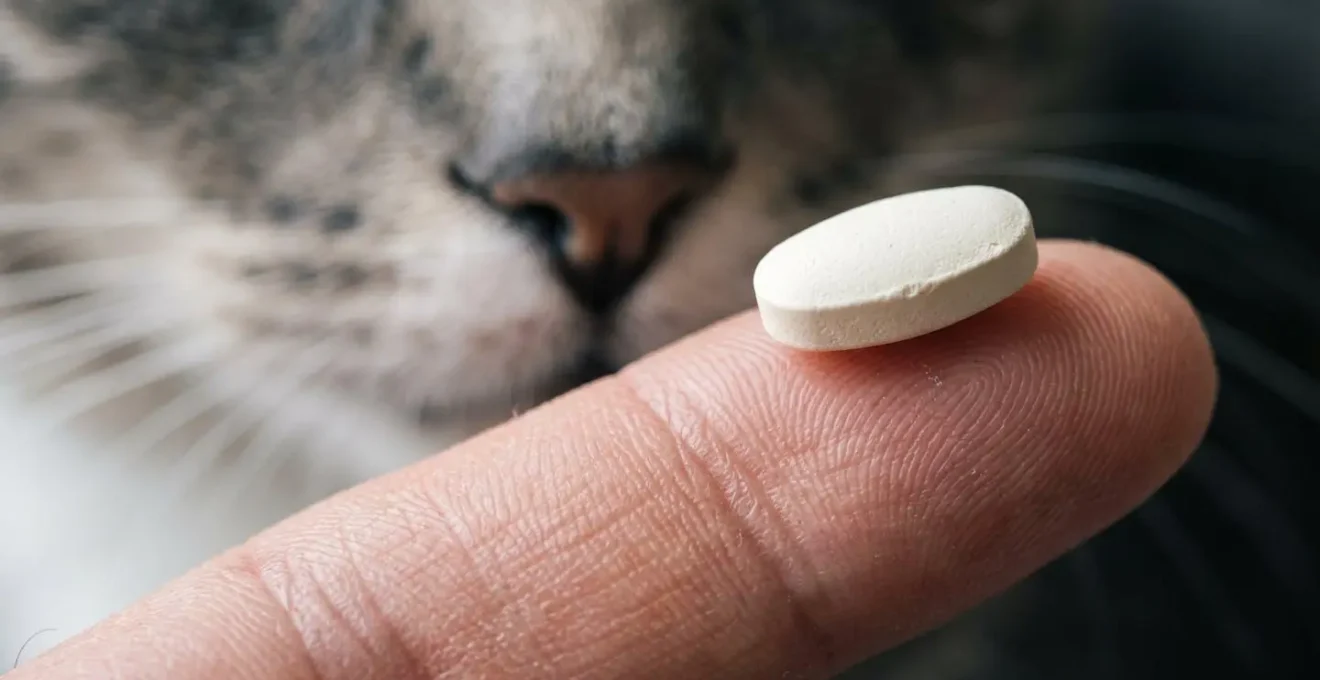 Administration de médicaments à un chat en convalescence