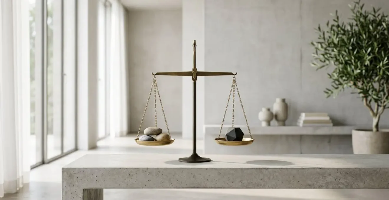 Représentation visuelle d'un équilibre entre coûts mensuels et reste à charge pour une décision d'assurance