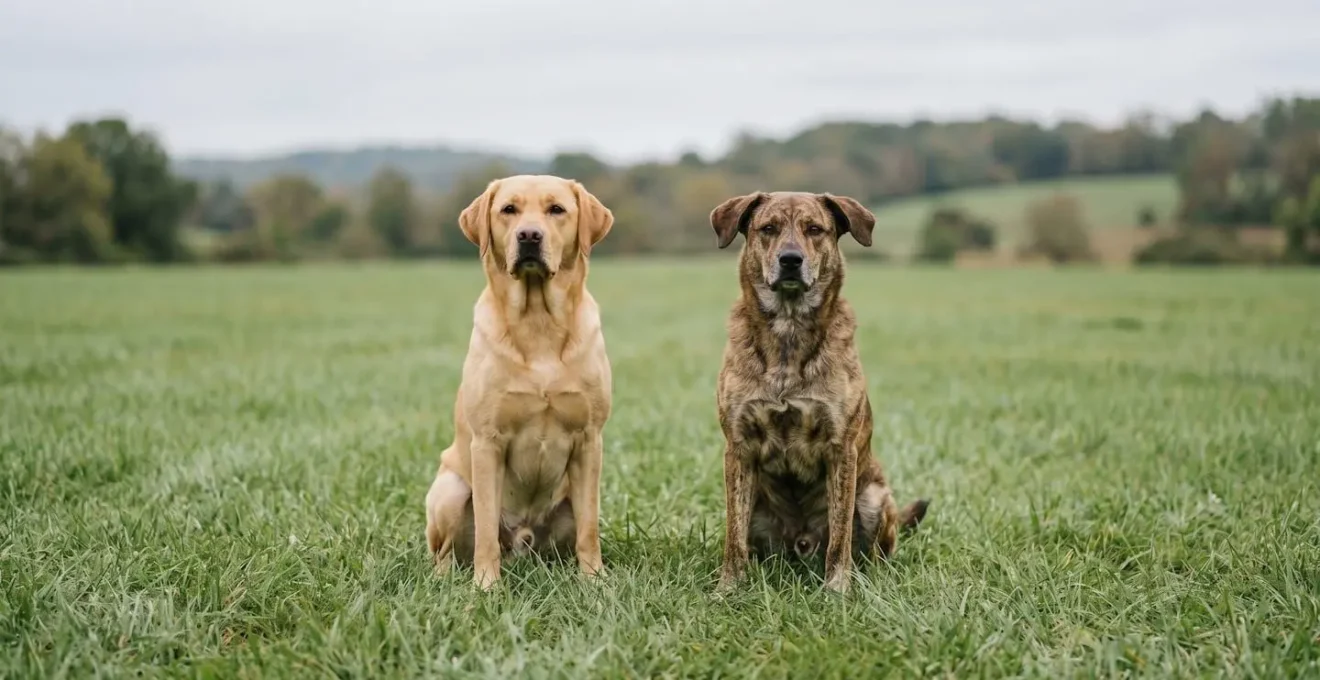 Comparaison visuelle entre chien de race pure et chien croisé en contexte de santé génétique